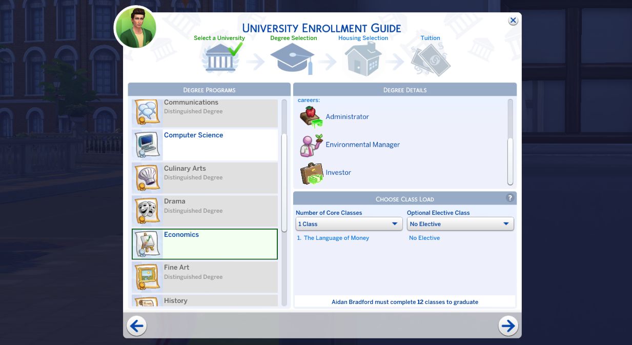Enrolling into school with both distinguished and regular degrees in The Sims 4 Discover University Cheats