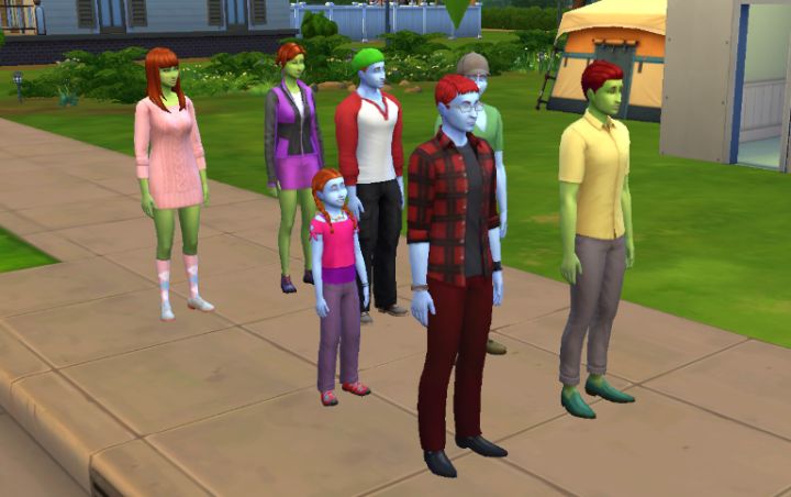 A family in The Sims 4