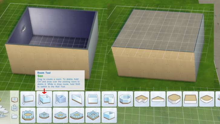 Sims 4 Building How-To's: features - enclosed room auto-adds floors and ceilings