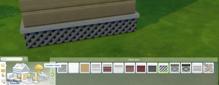 Sims 4 Building How-To's: foundation height slider and selection of finishes