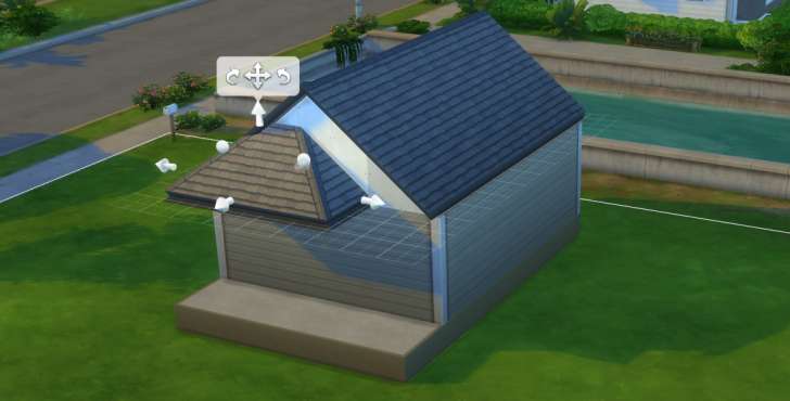 Sims 4 Building How-To's: start with a gable, stretch a half hipped roof
