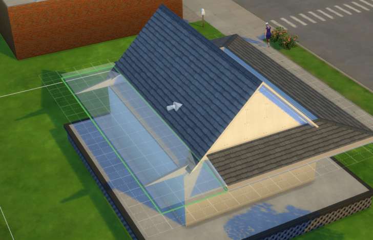 Sims 4 Building How-To's: dragging the porch roof to meet the main house roof