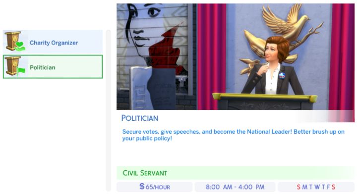 The Politician Career in The Sims 4 City Living Expansion Pack