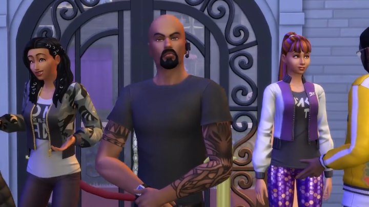The Sims 4 Get Famous: A bouncer watches for Sims trying to sneak in.