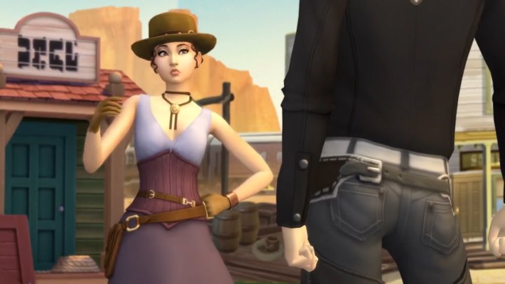 The Sims 4 Get Famous: A cowgirl and cowboy