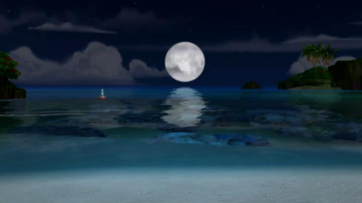 The Sims 4 Island Living - the moon over the ocean at night