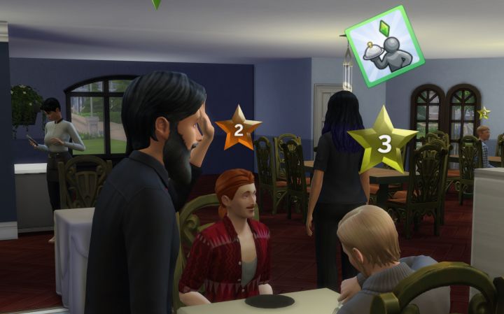The Sims 4 Dine Out Pack - improve the opinion of your customers by socializing, and boost the rate they come to your restaurant by advertising