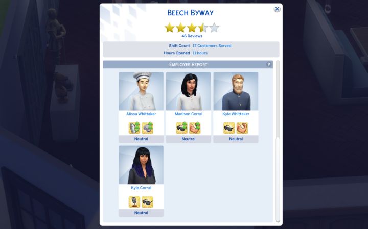 The Sims 4 Dine Out Pack employee types and skills