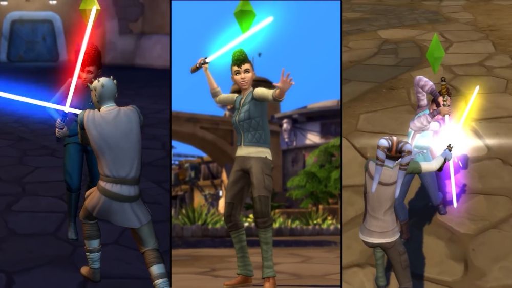 Lightsaber duel in Sims 4 Journey to Batuu Game Pack