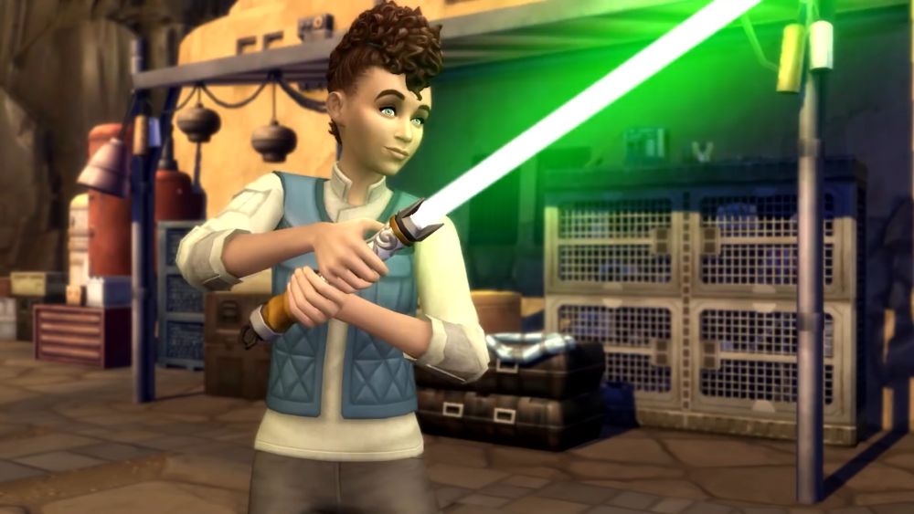 A lightsaber in  The Sims 4