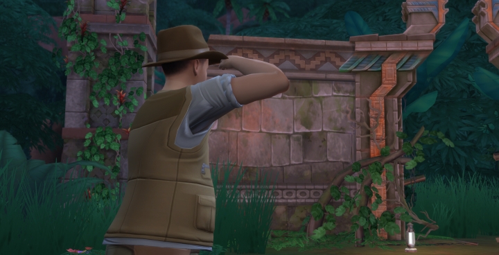 The Sims 4 Jungle Adventure searching for places to dig