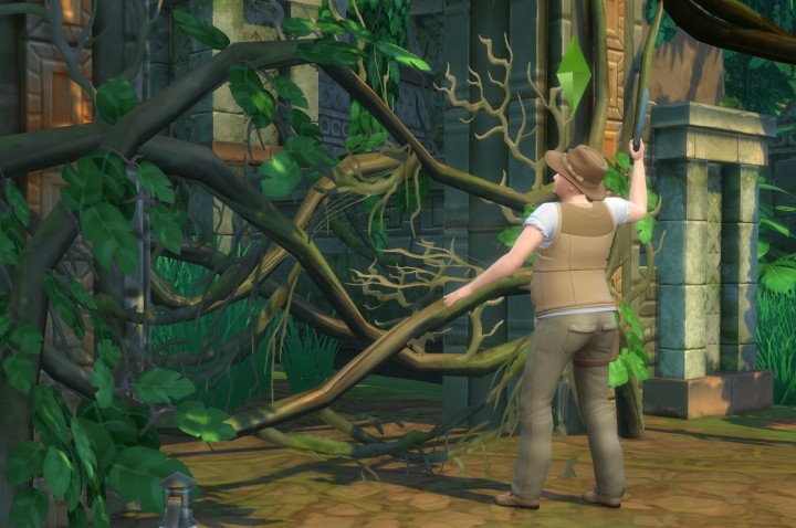 The Sims 4 Jungle Adventure: Clearing a path with a machete