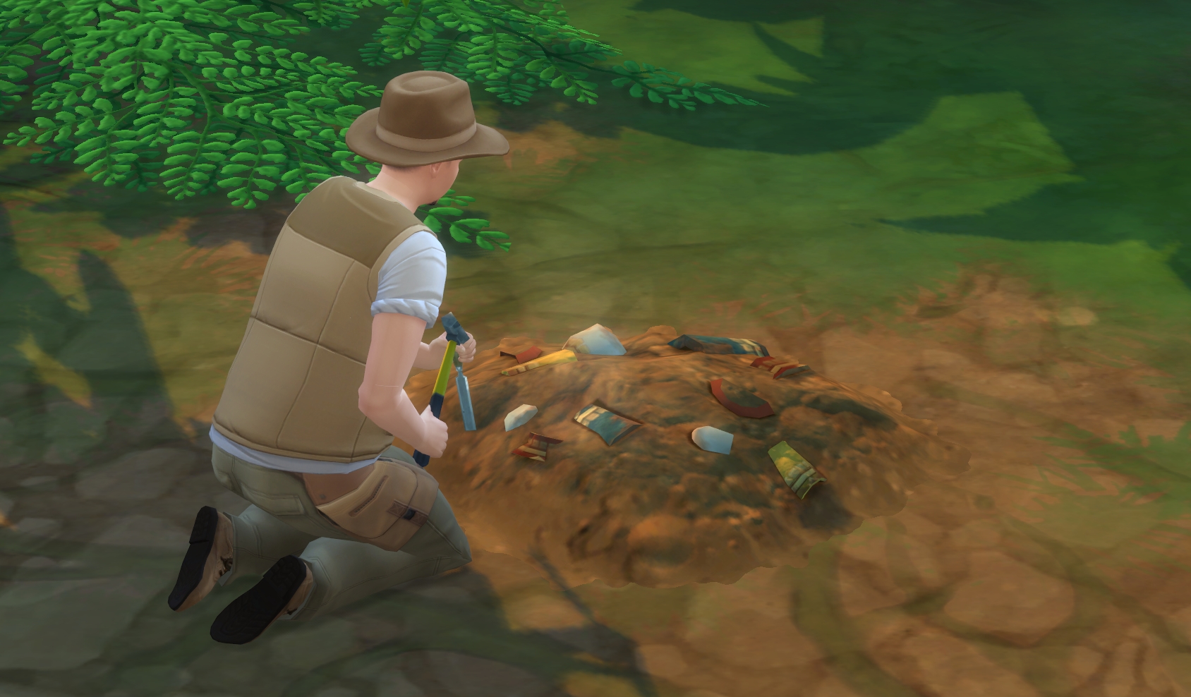 The Sims 4 Jungle Adventure: An excavation site for the Archaeology Skill