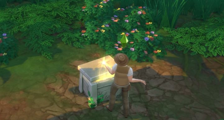 The Sims 4 Jungle Adventure: a treasure chest hidden in the jungle
