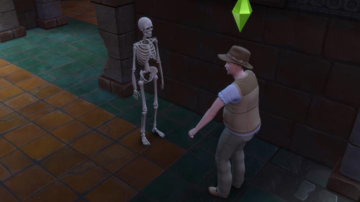 The Sims 4 Jungle Adventure Game Pack: A skeleton in the temple
