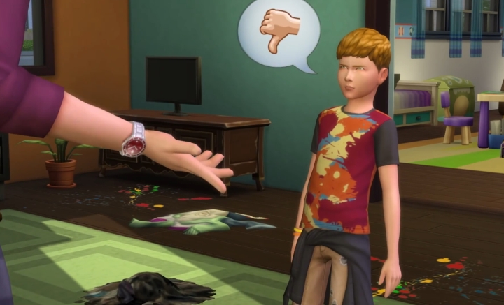 The Sims 4 Parenthood Game Pack: kid does not approve of having to do chores
