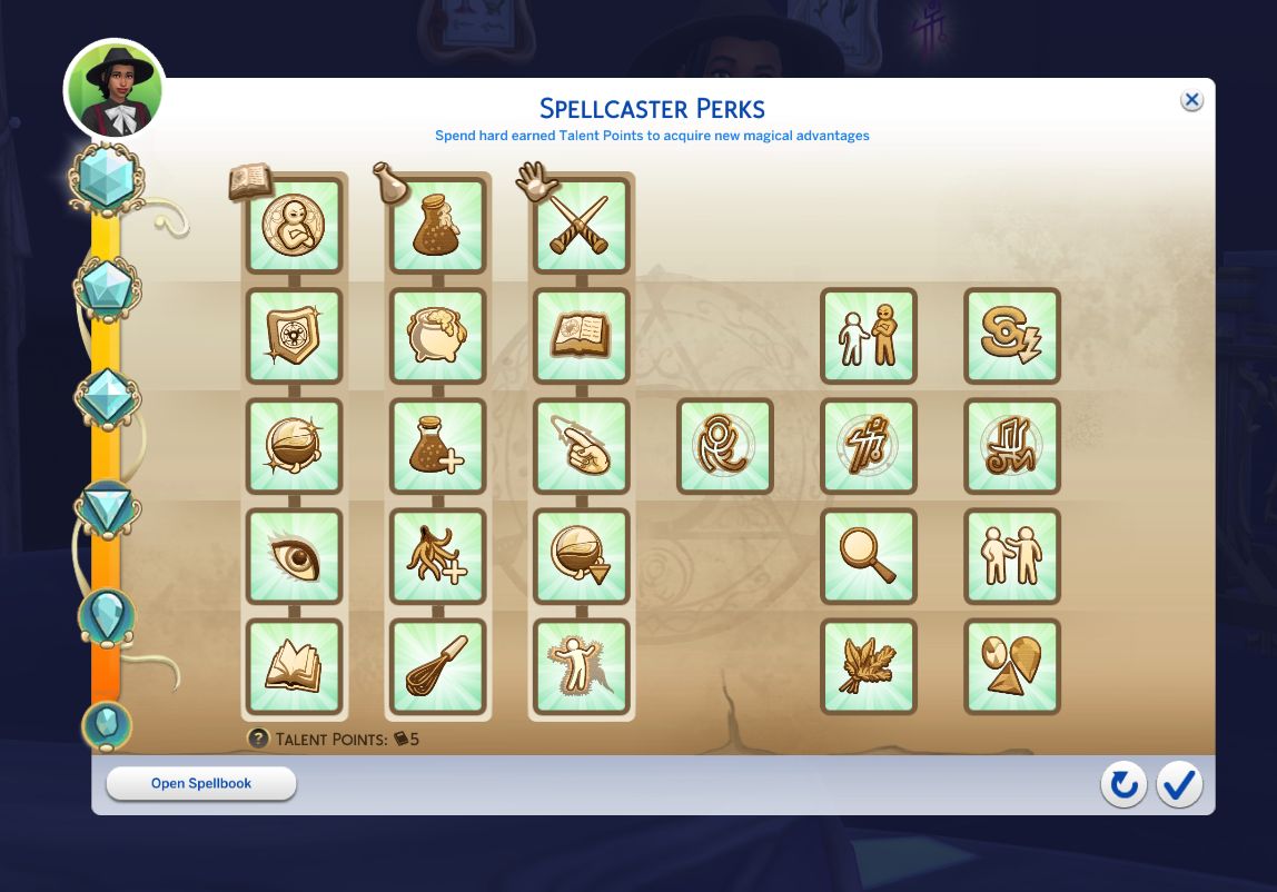 Max Spellcaster rank to get all perks in The Sims 4 Realm of Magic