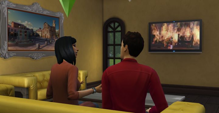 Getting to know a Sim on the couch. Both Sims gain Charisma.