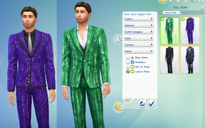 New male outfits in the Luxury Party Stuff Pack