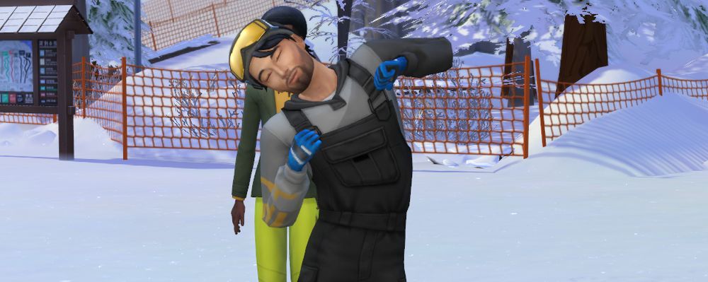 Getting ready to climb in The Sims 4 Snowy Escape