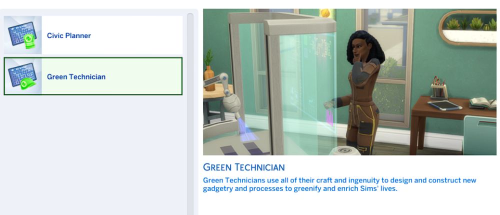 Which branch to choose? Green Technician and Civic Planner are both career branches in The Sims 4 Eco Lifestyle