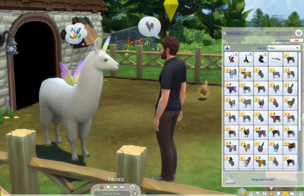 The Sims 4 Cottage Living Cheats for Animal clothes