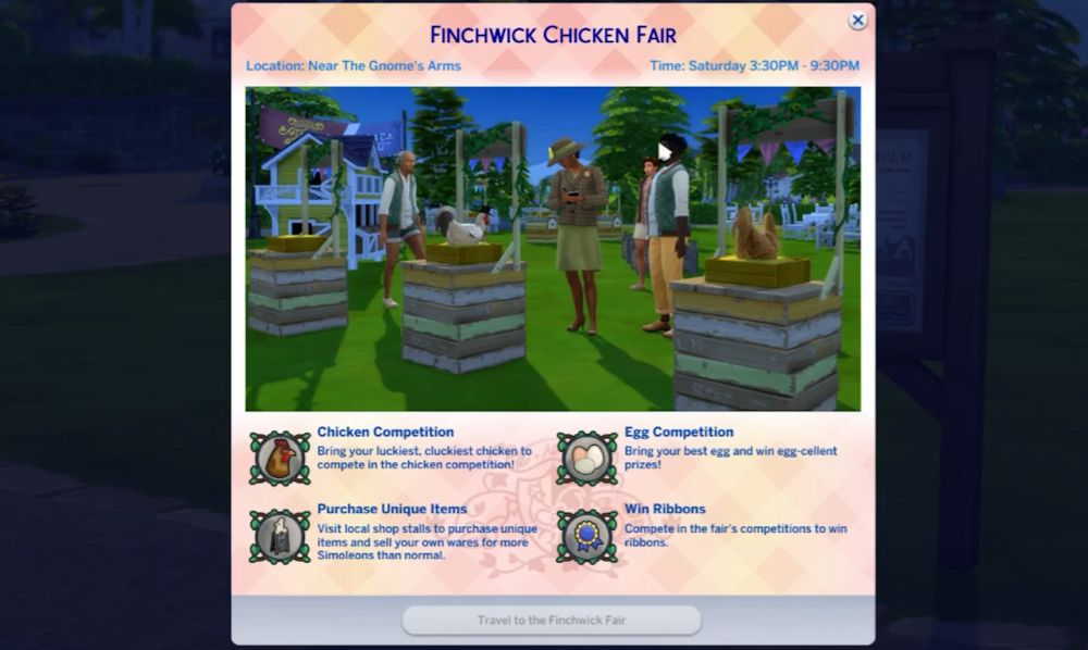 The Finchwick fair in Sims 4 Cottage Living