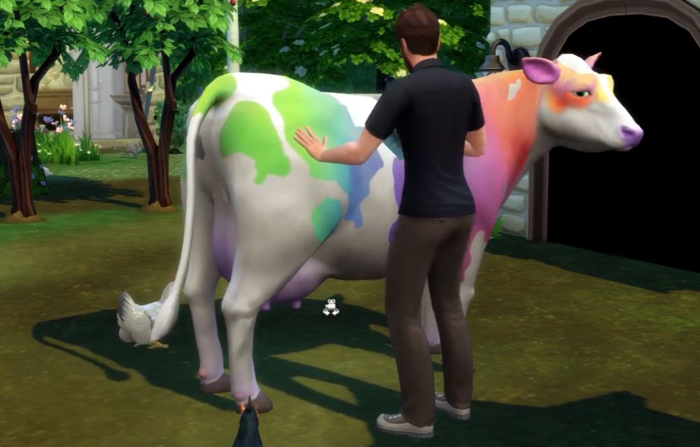 The Sims 4 Cottage Living Expansion Pack - a Rainbow Cow