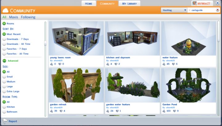 Rooms and lots in the Sims 4 Gallery