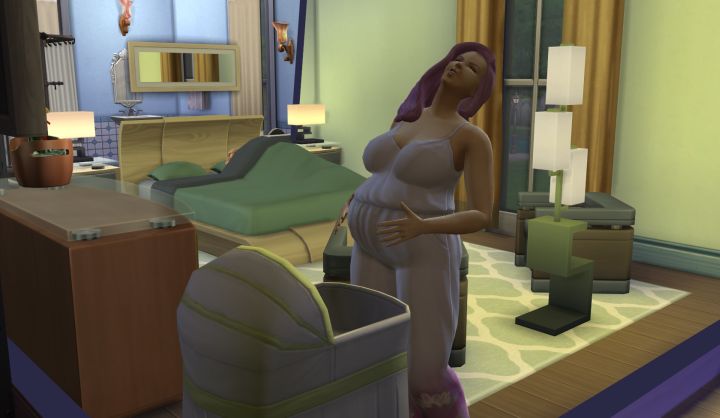 The Sims 4 - a Sim in Labor, ready to give birth to a baby
