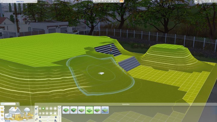 Flatten terrain uses the area in the center of the brush to determine the elevation