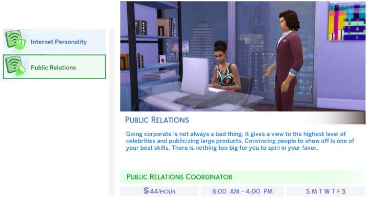 The Sims 4 City Living Social Media Career