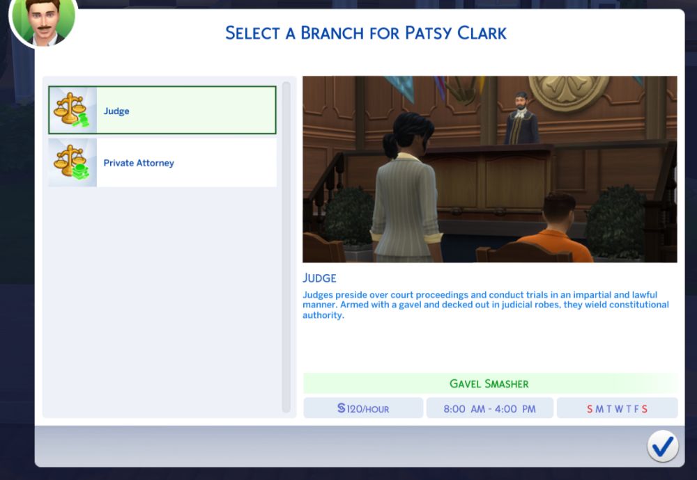 The Law Career in The Sims 4 Discover University Expansion