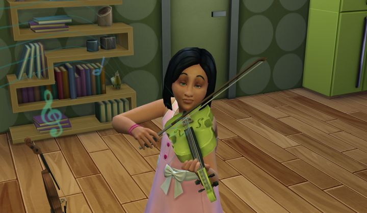 A Child Sim playing Violin