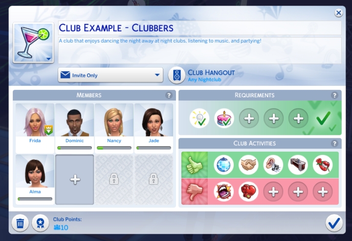 Reduce restrictions and make more sims eligible to join your club.