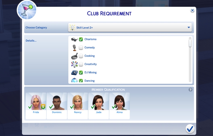 Sims can have either this or that trait and still join, or you can require both.
