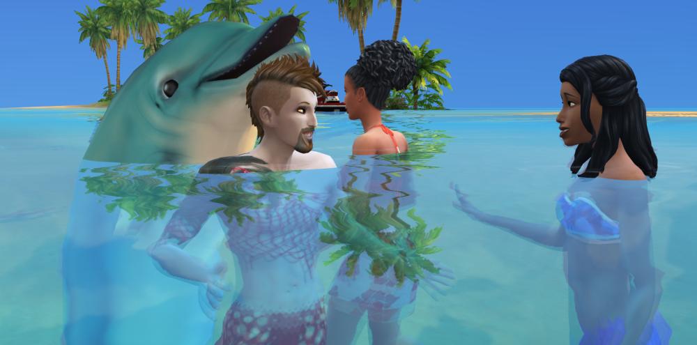 Summon Azure Dolphin is a Mermaid Power in The Sims 4 Island Living