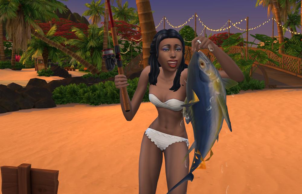 A Mermaid catches a big fish in Island Living