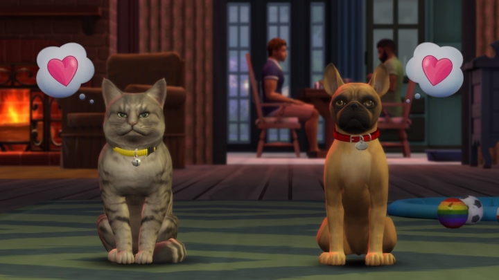 A cat and dog in the Sims 4 Pets Expansion