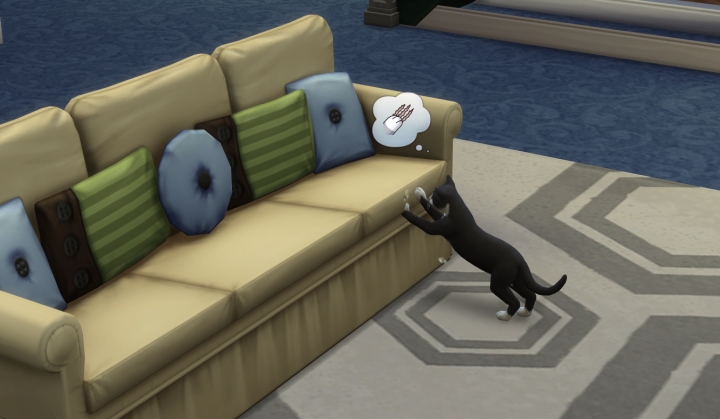 The Sims Resource - Striped Gothic Couch-REQUIRES CATS AND DOGS