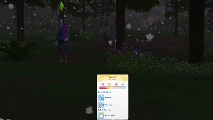 snow in the summer in The Sims 4 seasons