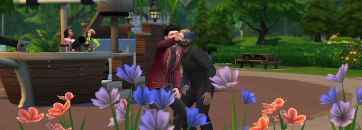 A Sim takes a Selfie with his Friend