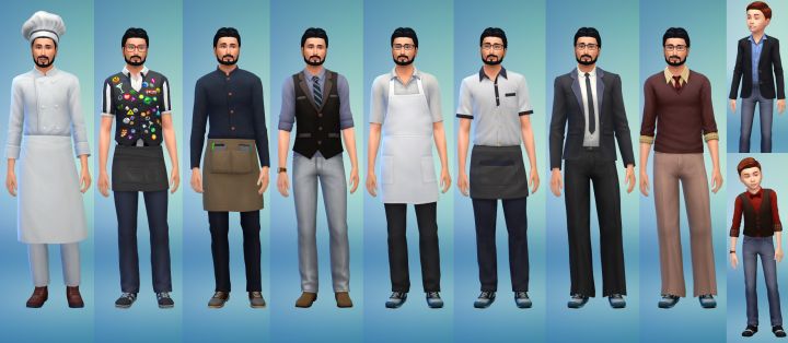 Pictures of New clothing for boys and men in The Sims 4 Dine Out Game Pack