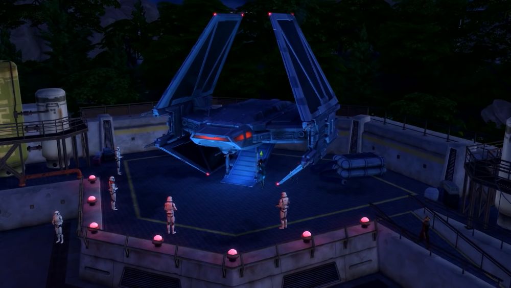 Repairing a ship in The Sims 4 Journey to Batuu Star Wars Game Pack