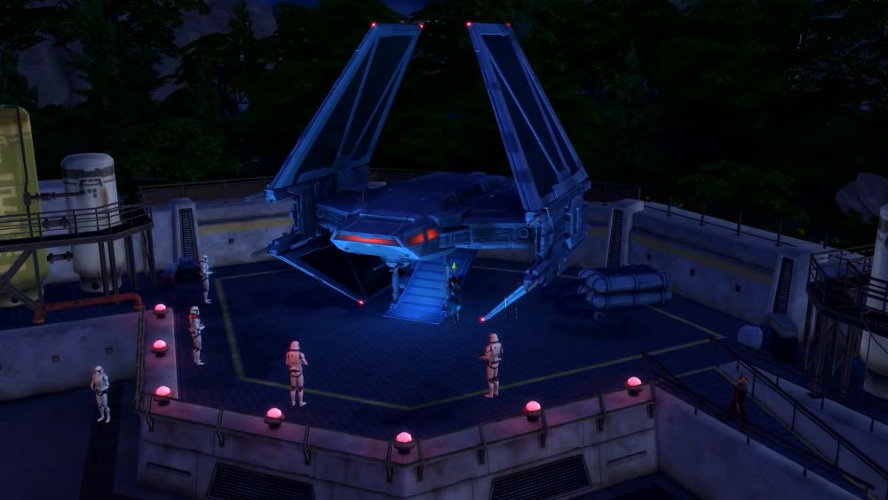 Repairing a ship in The Sims 4 Journey to Batuu Star Wars Game Pack