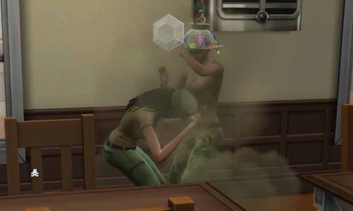 The Sims 4 StrangerVille convincing a military Sim to give me an Infection Scanner 
