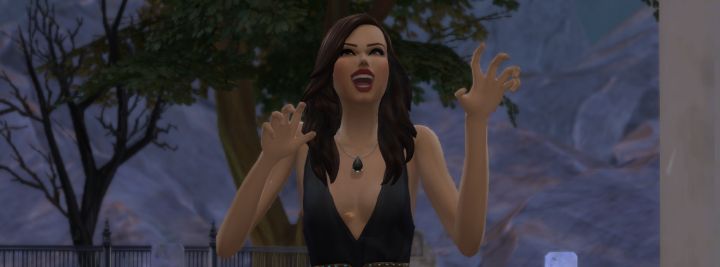 The transition is complete - the Sim has become a vampire