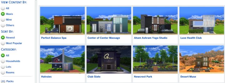 The Sims 4 - placing a lot from an expansion pack