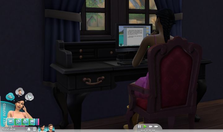 The Sims 4 Writing Very Inspired
