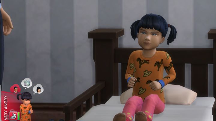 Toddlers in The Sims 4 get mad when they start to get hungry, and will throw a fit.